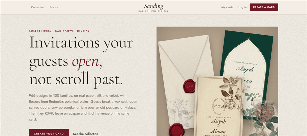 Sanding digital wedding invitations